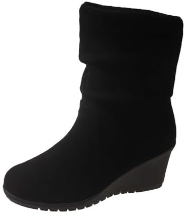 Bottines pour femme avec talon - Bottes noires pour femme - Talon compensé - Bottes western avec fermeture éclair - Bottes mi-hautes en daim - Bottes d'équitation - Bottes d'hiver - Bottes de travail,