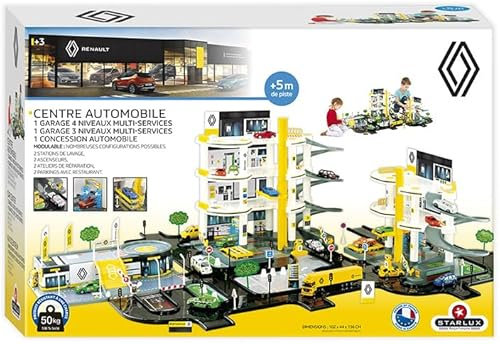 STARLUX – Double Garage Renault Géant | 1m x 1m30 | 2 Station-Service Complète de 3 et 4 Niveaux | Plateforme d'intervention et Circuit de 5 mètres | Fabriqué en Europe | Idée Cadeau Enfant Dès 3 Ans