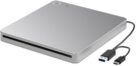 Ohulelks Unidad Externa de DVD BLU-Ray 3D, Reproductor de CD y DVD BLU-Ray USB 3.0 y Tipo C, Grabadora de CD y DVD con Ranura Ultradelgada.