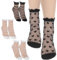 ValueBargain Lace Socks, 4 Pairs Sheer Ankle Socks for Women with 4 Styles Black and White Ruffle Design Thin Lace See-Through Socks Perfect for Summer Casual and Daily Styling Wear