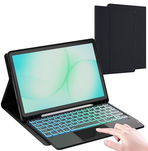 Custodia con tastiera per Samsung Galaxy Tab A11+/A9+ Plus 11 : Tastiera retroilluminata Rainbow con touchpad intelligente - A11+/A9+ Plus tastiera wireless rimovibile con Layout italiano QWERTY