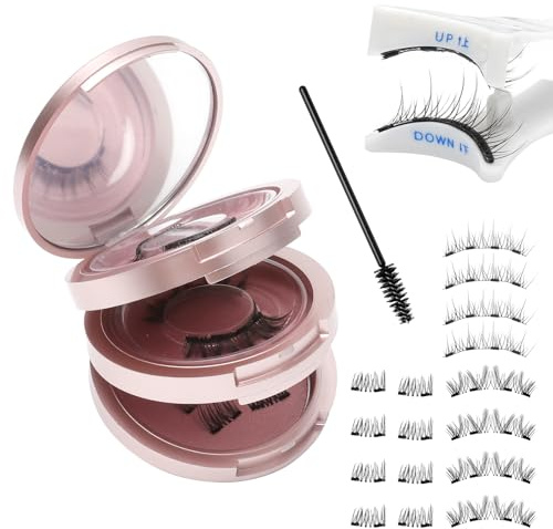 4 capas pestañas postizas magneticas pestañas magneticas naturales impermeable magnetic lashes Reutilizable Magnetic false eyelashes No necesita pegamento With eyelash brush eyelash Applicator espejo