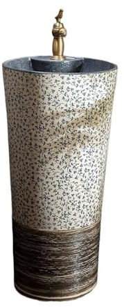 Independiente Lavabo de pedestal cerámica for baño, una sola pieza, for exteriores, con grifo y desagüe moderno