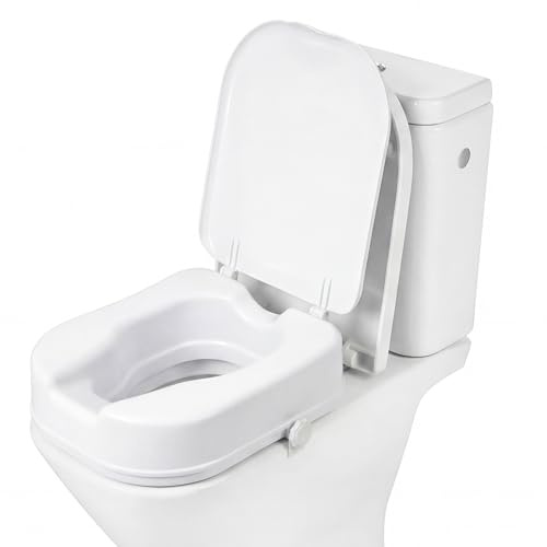 PEPE Mobility Elevador WC Adulto Cuadrado con Tapa, 10 cm de Altura, Alzador WC Ortopédico, Inodoros Cuadrados, Fácil Instalación y Seguro, Patentado