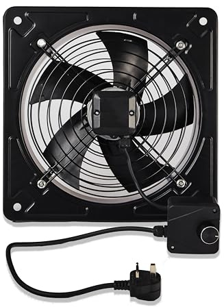 Powerstar Electricals LTD Metal Industrial Ventilation Extractor Axial Exhaust Commercial Air Blower Fan (12 Inches With Speed Controller)