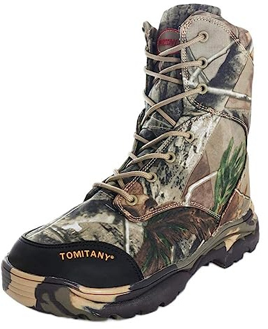 LiliChan Men 's Outdoor High-Top Lacing Up Bottes de Chasse Tactiques de Camouflage Trekking imperméables (42 EU, Camouflage)