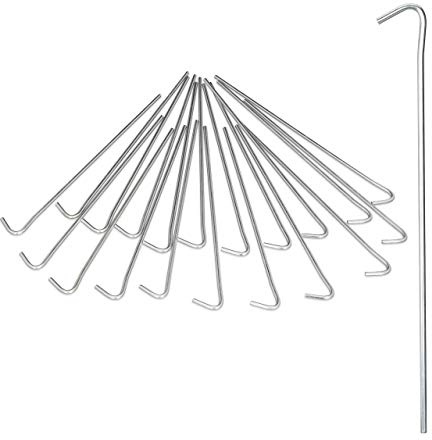 Relaxdays Set de 20 piquetas para Camping, Anclaje para Tiendas de campaña, Acero, 22 cm, Plateado