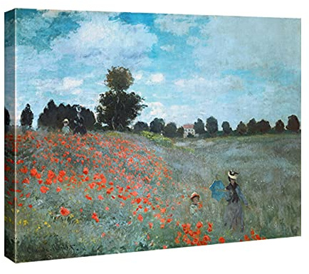 Wieco Art The Poppy Field Near Argenteuil Canvas Prints Wall Art of Claude Monet Famous Oil Paintings Reproduction Classic Landscape Pictures Artwork for Bedroom Decorations