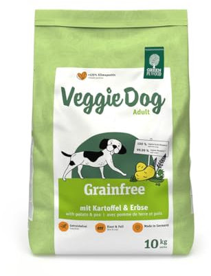 Green Petfood VeggieDog Grainfree (5 x 900 g) | Adult | Premium Trockenfutter für ausgewachsene Sensible Hunde | vegetarisch mit Kartoffel & Erbse | weizenfrei | nachhaltiges Hundefutter | 5er Pack