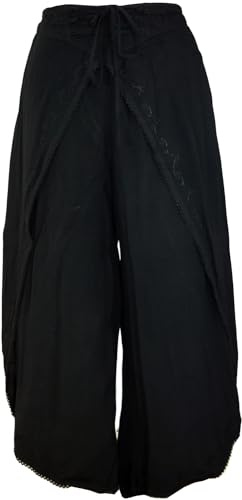 GURU SHOP Palazzohose, Boho Hosenrock, Orienthose, Sommerhose - Schwarz, Damen, Synthetisch