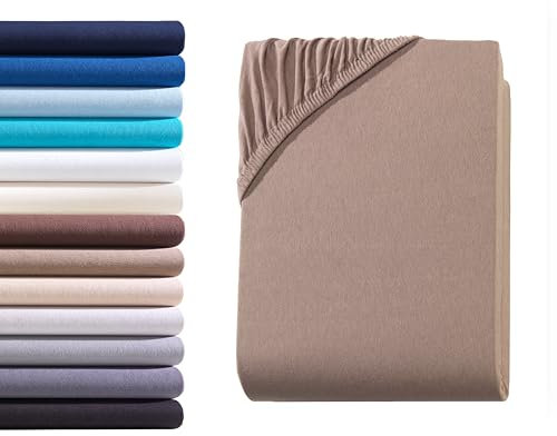Hometex Premium Textiles Exclusive Spannbettlaken Spannbetttuch bis 25 cm Steghöhe | Bettlaken 100% Baumwolle | Extra starker Stoff 160 g/m² | Oeko-TEX® Made IN Green | 120-130x200 cm | Nougatbraun