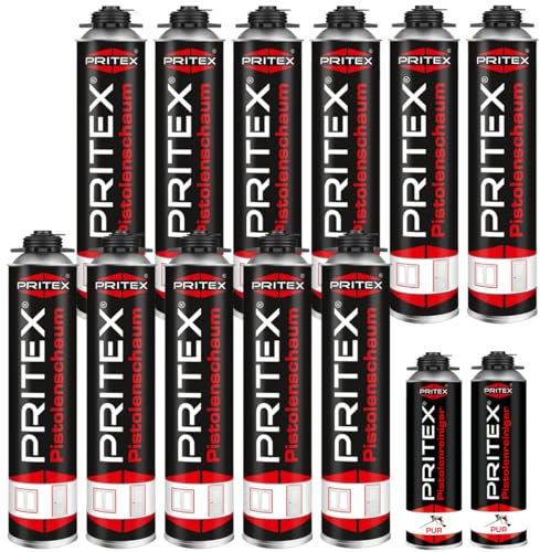 Bauschaum Set 11 x 750ml Pistolenschaum inkl. 2 Pistolenreiniger 500ml PU Schaum Montageschaum