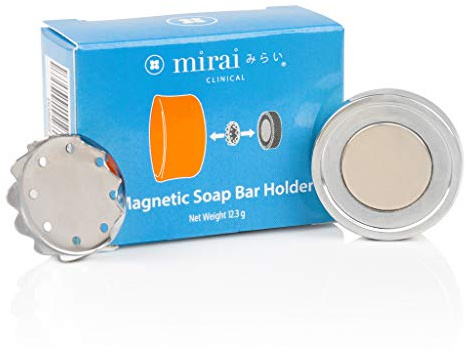 Mirai Clinical Magnetic Soap Holder for Shower Wall - Stainless Steel Savers for Bar Soap - Easy Clean Magnetic Soap Bar Holder Self Draining - Wall Mount Soap Tray for Shower Bathroom Kitchen Sink