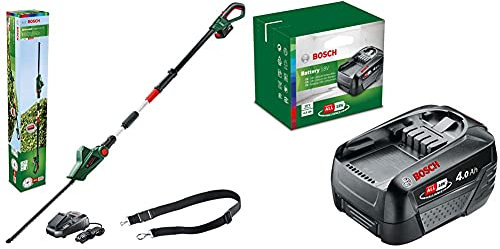 Bosch Akku Teleskop Heckenschere UniversalHedgePole 18 (1 Akku, 18 Volt System, im Karton) & Akku Pack PBA 18V 4.0Ah W-C (18 Volt System, 4.0Ah Batterie Akku, im Karton)