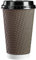 GUSTO [16 oz. - 470 ml - 50 Sets Insulated Brown Patterned Ripple Paper Hot Coffee Cups with Lids (Lids Color May Vary) - Ideal for Hot Beverages, Travel, and Office Use - Formerly Comfy Package