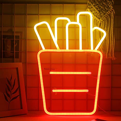 Pommes Frites Leuchtreklamen Led Leuchtschilder Acryl Neonlicht für Unternehmen Rot Neonschild Wandkunst für Schlafzimmer Küche Esswagen Party Dekoration