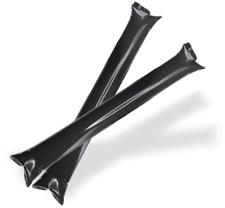 FUN FAN LINE - Pack 25 Pares Aplaudidores Hinchables Reutilizables | Palos Animación Ruidosos para Fiestas, Fútbol y Eventos | Cotillón Deportivo y Celebraciones (Negro)