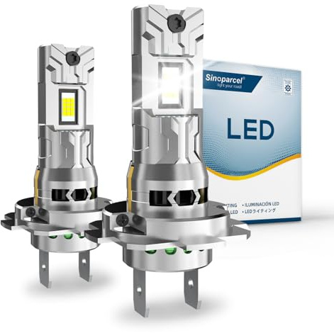 Sinoparcel H7 LED Ampoule de Phare 2025, Lampe Ventilée Anti-erreur Homologuée au Remplacer H7 Halogène pour Feux de Croisement/Route et Antibrouillard Voiture, 12V 35W Blanche 6500K, Lot de 2
