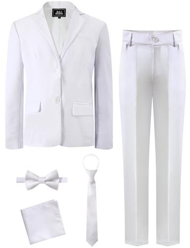A&J DESIGN Kids Suits for Boys First Communion Suits Tuxedo Formal Suit Size 8 White