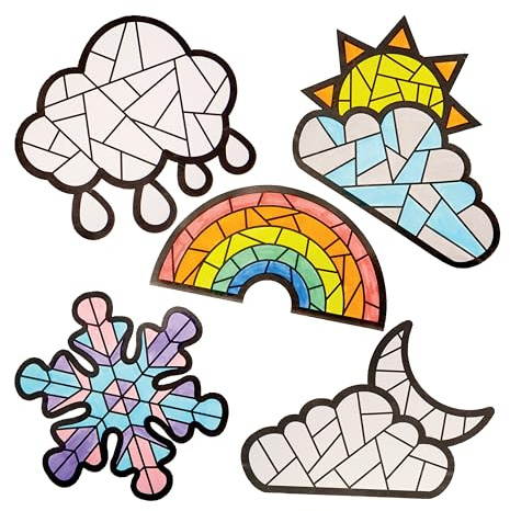 Baker Ross FN003 Weather Colour In Decorations - Pack of 20, Colouring Arts and Crafts for Kids
