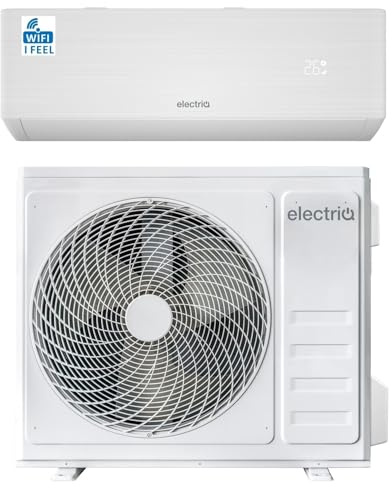 electriQ iQool 28,000 BTU A++ Smart Wall Split Air Conditioner with Heat Pump, Wi‑Fi/Voice, 3‑in‑1 Cool–Heat–Dehumidify, “I Feel” Sensor, Titanium Gold Fin, Includes 5 m Pipe Kit