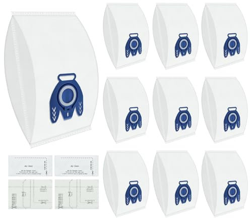 DLAIMI 10 PCS Vacuum Cleaner Bag compatible with Miele GN,3D Efficiency GN Complete C3/C2, Classic C1,S400i-S456i,S8,S5,S2 Series,Hoover Bags with Motor Protection Filters and AirClean Filter