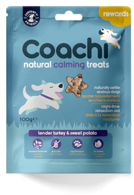 Coachi Natural Calming Dog Treats - Healthy Grain-Free and Hypoallergenic Rewads. Anxiety Relief, ugnsbakad lutad hundgodis. Lämplig för hundar och valpar från 8 veckor, tillverkad i Storbritannien
