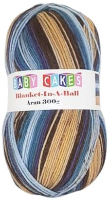 Woolcraft Baby Cakes Blanket in a Ball Aran Knitting & Crochet Yarn, 100% Acrylic, 636 Metres, 300g Balls, Luna