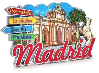 BDM - Iman de Madrid, iman Nevera madrileño, Puerta de Alcala, Oso y madroño, Cibeles, Metro de Madrid, Gran Via, monumentos - Modelo 2
