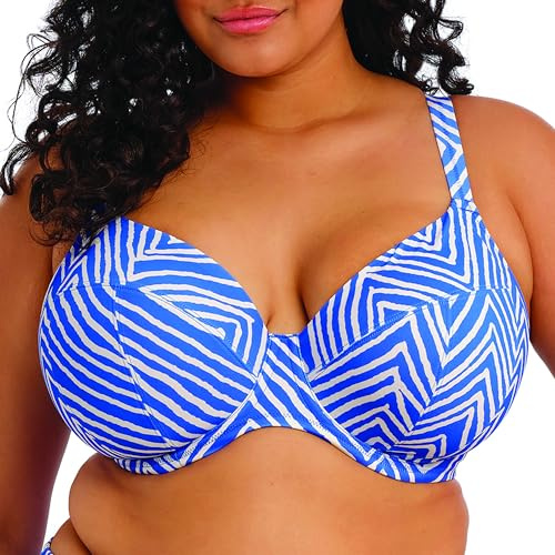 Elomi Swim Haut de bikini plongeant à armatures Fidji Falls pour femme, bleu océan, 110G