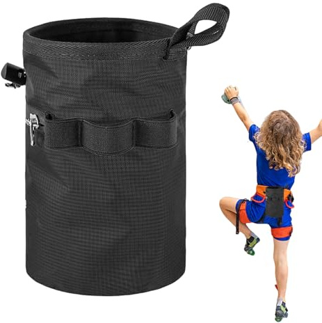Demsyeq Borsa per gesso da arrampicata, con cintura regolabile in vita e tasca portaoggetti con cerniera, organizer per attrezzi per ginnastica, roccia, all'aperto, piscina, bar, disco, golf
