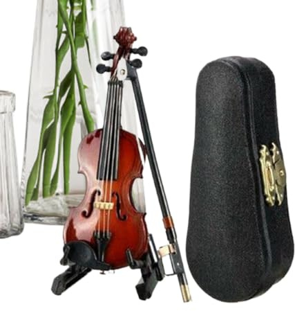 Violino Miniatura con Suono - Portachiavi da 12,7 cm - Modello di strumento decorativo da scrivania, per libreria, tavolino da centro per bambini, collezionisti amanti della musica