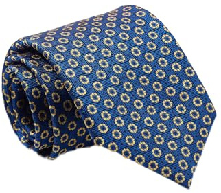 THE SAVILE ROW COMPANY LONDON Men's Luxury Silk Tie Necktie - Blue Yellow Foulard