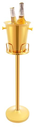 Enfriador de champán de 5 litros, cubitera para champán, con soporte, enfriador de botellas de acero inoxidable, para 1 botella de vino o champán