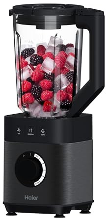 Haier Blender, I-Master Series 5 with 5 Variable Speeds, Ice Crusher, Smoothie Maker, Auto Clean, 1.7L Glass Jug, 0.6L Personal Jug, 1200W, On App, Black [HBL5B2 S5]
