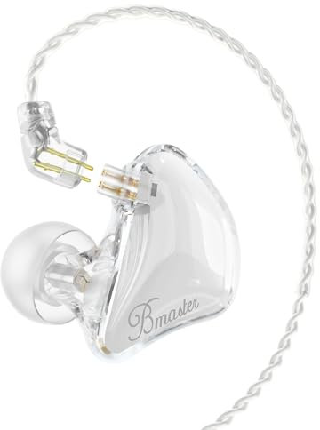 BASN Bmaster 2-Pin Triple Drivers in Ear Monitor Headphone with Two Detachable Cables Fit in Ear Suitable for Audio Engineer, Musician (White)