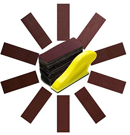 Micro Sanding Tools Finger Sander for Crafts with 100 Sheets Sandpaper-Grit 40 60 80 100 120 180 240 320 400 600 Detail Handle Sanding Tools for Small Projects, Craft, Wood