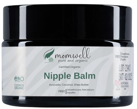 Momwell Bio Brustwarzenbalsam, Nipple Balm, schwangerschaft pflege creme 30 ml, natürliche inhalt ohne duftstoff, Sicher für Baby und stillendemütter Vegan