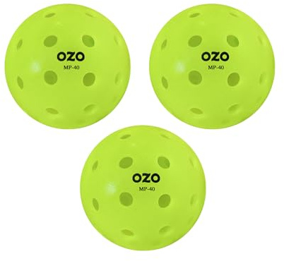 OZO Pickleball - 3er-Set Outdoor-Bälle, 40 Löcher, Rotationsform, Neon Green