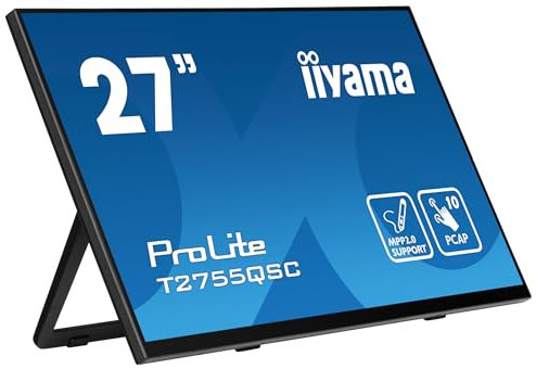 iiyama Monitor touchscreen da 27 T2755QSC-B1 Optical Bonded PCAP 10pt con vetro edge-to-edge, supporto tecnologia stilo attivo (MPP 2.0), rivestimento anti-impronta