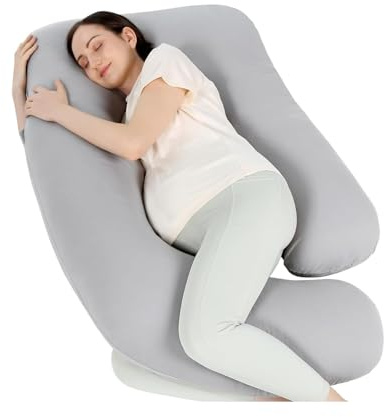 Heimtex J-förmiges Schwangerschaftskissen mit Bezug - 12ft Ganzkörper-Seitenschläferkissen für Schwangere - atmungsaktives Mikrofaser-Stillkissen perfekte Unterstützung für Rücken und Bauch während de