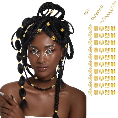WD&CD 53 Pezzi Accessori per Dreadlocks Dreadlocks Trecce Clip Dreadlock Perline Clip a Spirale Gioielli per Capelli Ideale per Uomo e Donna