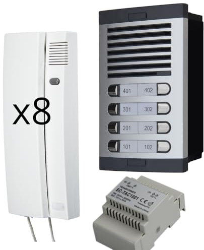 Sistemas Atis Pro Kit de Portero Automático - 2 Hilos, citymax fácil instalación, para viviendas y comunidades,Digital, Secreto de conversación. (8 viviendas)