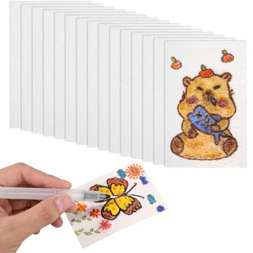 15 Hojas Papel con Textura de Espuma Mágica, 11x7cm Blanco Tarjetas Celulosa Papel con Textura Hinchada Suministros para Manualidades para Pintura 3D y Fabricación de Tarjetas