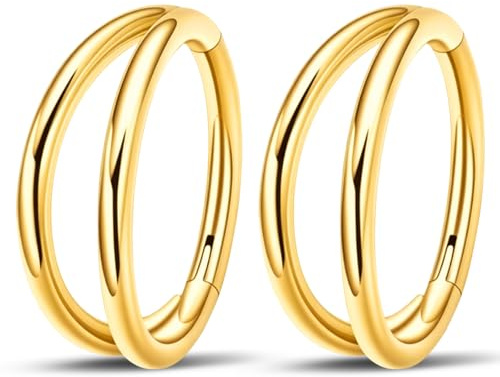 SGQTZDZQ 2Pcs Titanium Nose Ring,8mm Double Nose Ring,Septum Piercing Jewellery Lip Hoop Earrings for Men And Women