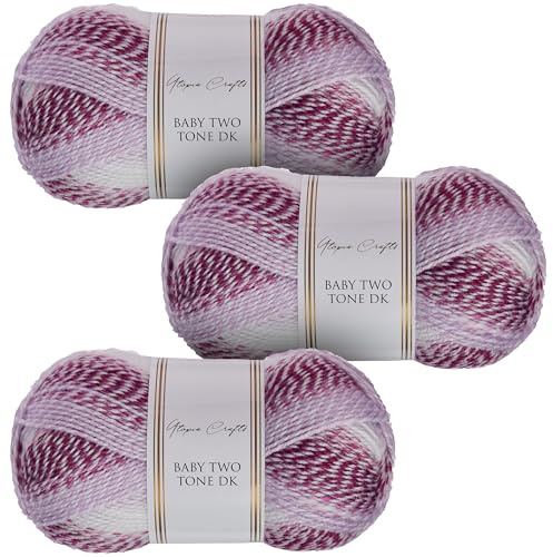 Utopia Crafts DK Baby Two Tone Double Knitting Yarn 3X 100g (Raspberry Ripple)
