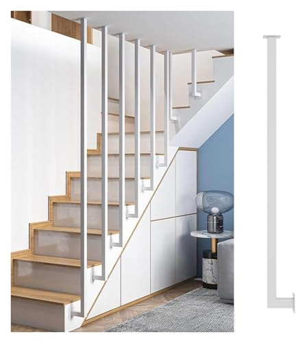 Anpassningsbar 120 cm vit metall trappstång för inomhus/utomhus L-formade trappor elegant däckdekoration för kontor och hotell hållbar och snygg (1 st 120 cm)
