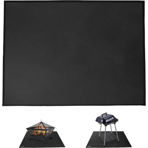Alfombrilla de parrilla resistente al aceite para barbacoa, barrera de aceite y agua, para configuración de parrilla al aire libre, para parrillas de patio y estufas de camping, negro (100 x 152 cm