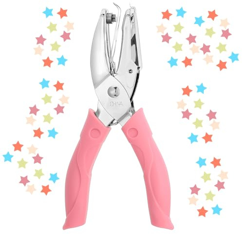 Oruola Star Puncher,5mm Pink Durable Hole Puncher Shapes,Hole Punchers Shapes with Rubber Handle, Small Holes Punchers for Clothing Tickets DIY Craft Labels Scrapbooking Tools