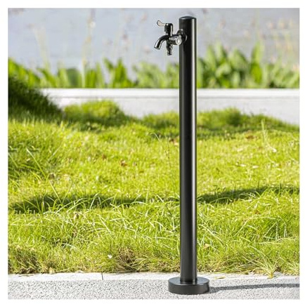 Grifo Columna de Agua cilíndrica Vertical for jardín, Grifo de Acero Inoxidable anticongelante, dispensador de Agua con Doble Salida for Patio. Fuente(95x6cm)